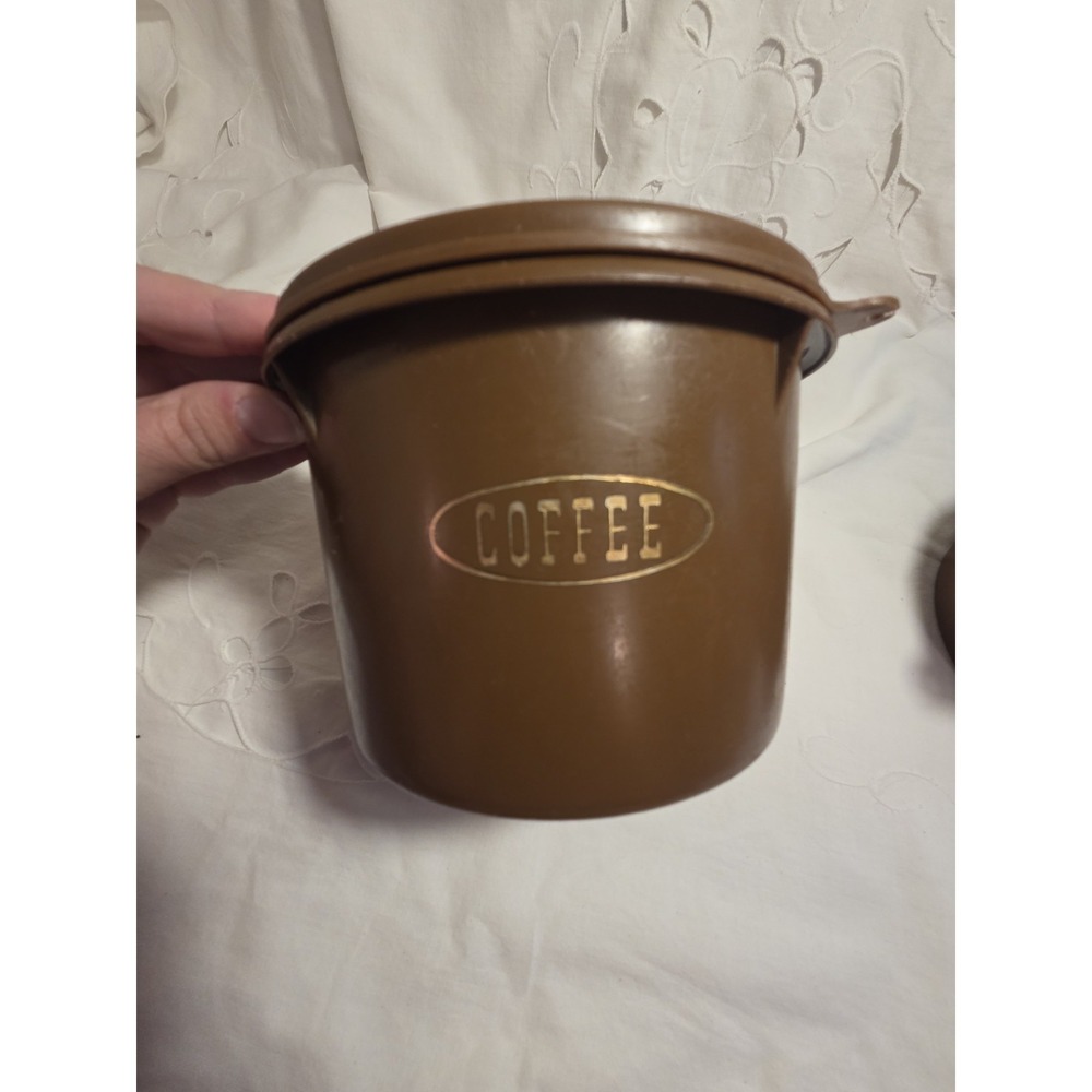 Vintage Tupperware Coffee & Tea Brown Containers With Lids